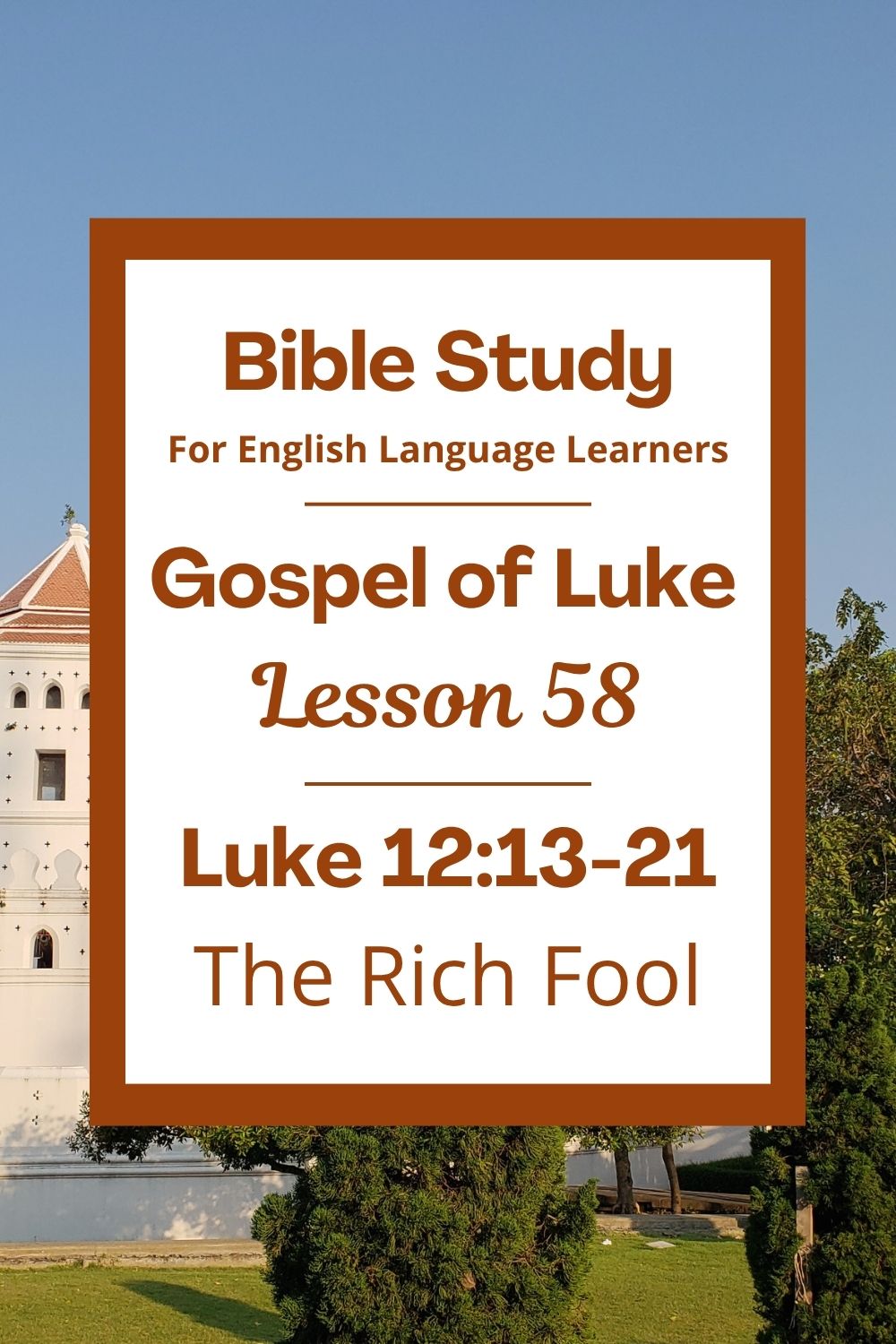 Free Luke 12:13-21 ESL Bible study. In this Bible study for ESL students and teachers, we will hear a story Jesus told about a rich man. We will learn what is truly important in life and why greed can be dangerous. Jesus teaches us to think about God and others, not only ourselves. This complete lesson includes an icebreaker, passage summary, vocabulary list, discussion questions, theological insights, and a free printable PDF. #ESLBibleStudy #BibleStudyPrintable #ChristianESL #LearnEnglish