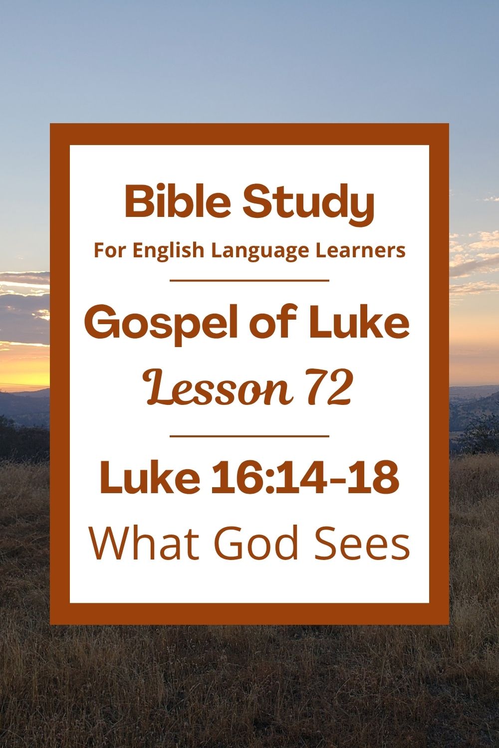 Free Luke 16:14-18 ESL Bible study. In this Bible study for ESL students and teachers, we will hear how Jesus spoke to people who loved money too much. We will learn that God sees our hearts, not just what people see on the outside. This complete lesson includes an icebreaker, passage summary, vocabulary list, discussion questions, theological insights, and a free printable PDF. #ESLBibleStudy #BibleStudyPrintable #ChristianESL #LearnEnglish