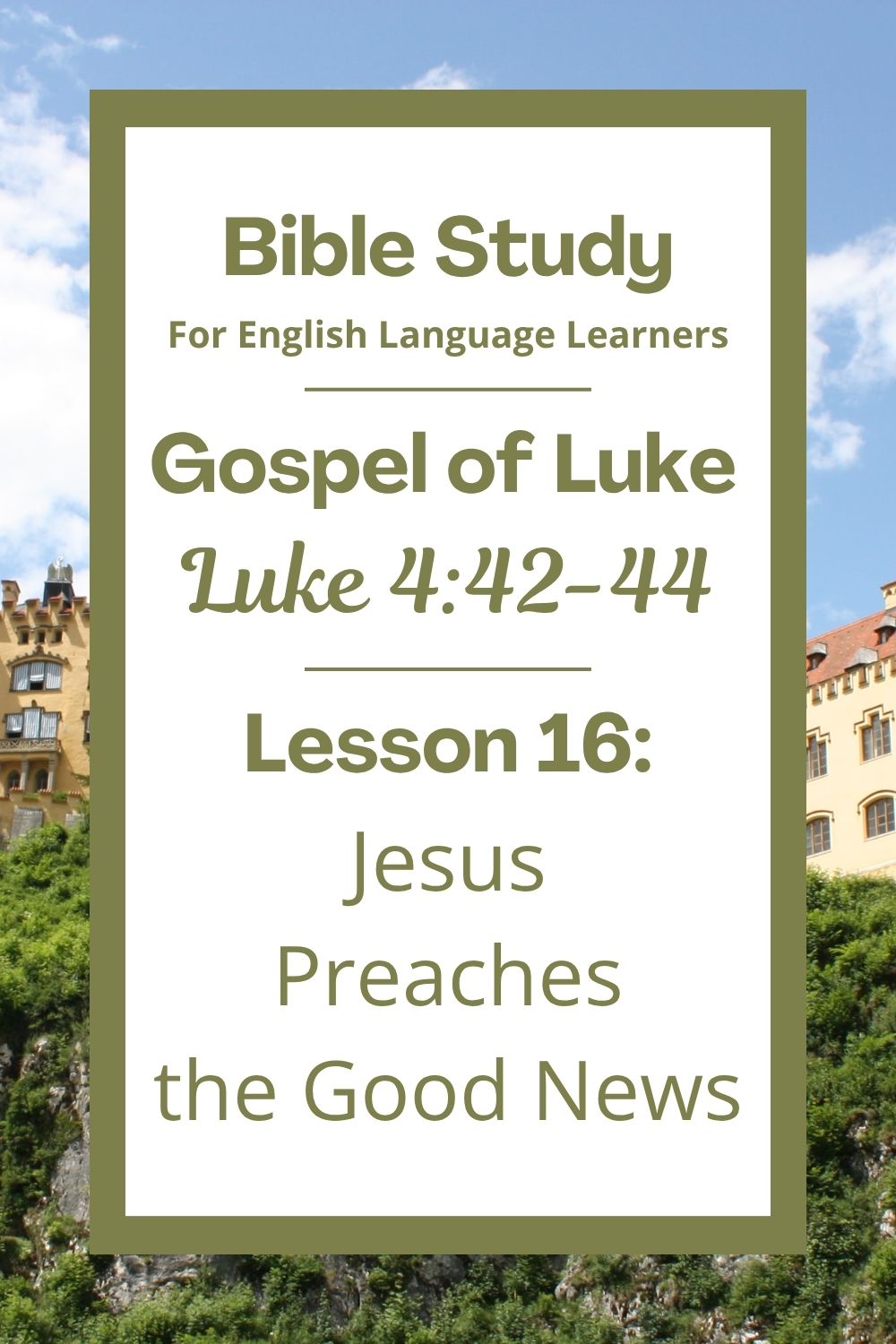 Free Luke 4:42-44 ESL Bible study. In this Bible study for ESL students and teachers, we will learn how Jesus taught people about God's Kingdom. We will see that Jesus came to bring good news to everyone, not just one place. This complete lesson includes an icebreaker, passage summary, vocabulary list, discussion questions, theological insights, and a free printable PDF. #ESLBibleStudy #BibleStudyPrintable #ChristianESL #LearnEnglish