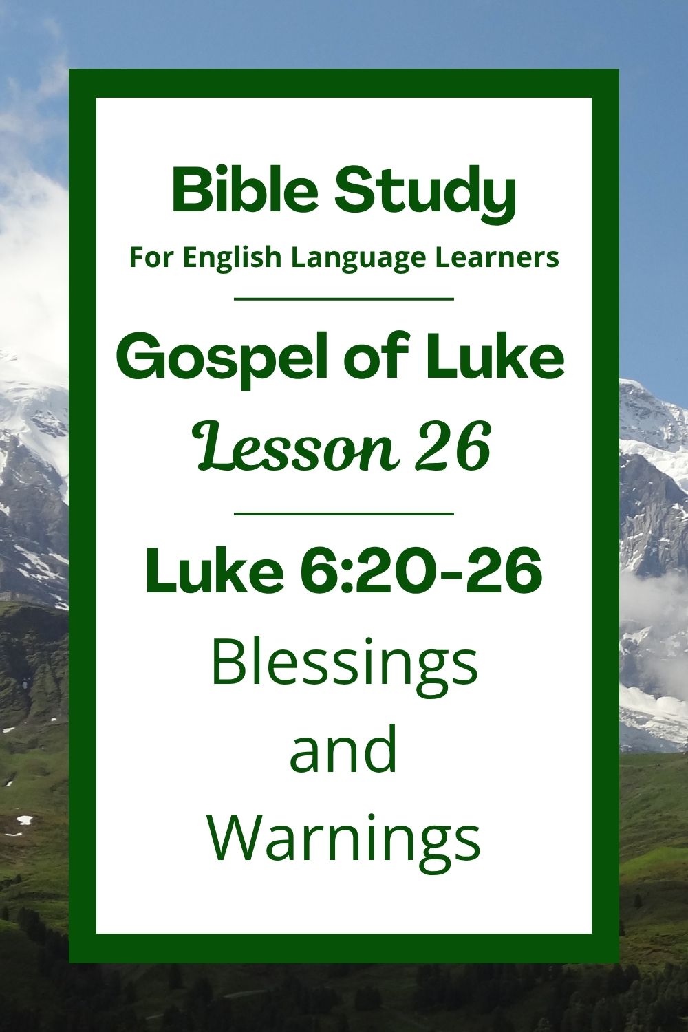 Free Luke 6:20-26 ESL Bible study. In this Bible study for ESL students and teachers, we will learn what Jesus said about being blessed. He teaches us what God cares about most. We will see that real blessing does not come from money or praise but from knowing and trusting Jesus. This complete lesson includes an icebreaker, passage summary, vocabulary list, discussion questions, theological insights, and a free printable PDF. #ESLBibleStudy #BibleStudyPrintable #ChristianESL #LearnEnglish