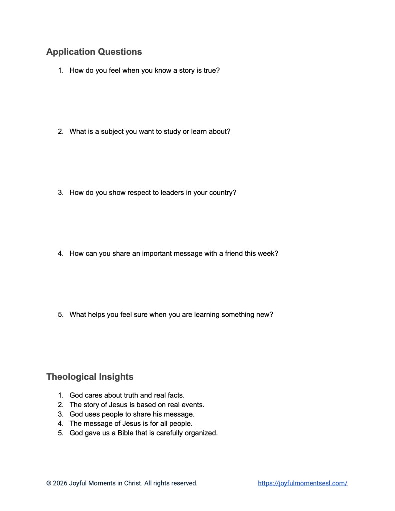 Luke 1:1-4 Application Questions and Theological Insights