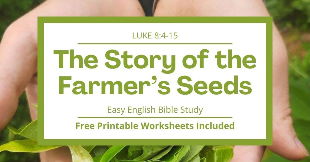Find free printable Bible worksheets for Luke 8:4-15 to help students understand Jesus' teachings on the parable of the farmer's seeds! This activity set includes a vocabulary match worksheet, a grammar practice worksheet, a sequence of events activity, a fill in the blank assignment, discussion questions, and more. These resources are perfect for ESL students, homeschool children, and anyone who enjoys studying the Bible and growing their faith in simple English. Use these materials for your next homeschool Bible study or ESL class. Download the complete set to help your students learn more about Jesus' teachings on how people understand God's word differently! #BibleLesson #BibleStudy #GospelOfLuke #EasyEnglish #ESL #Homeschool #FreePrintables